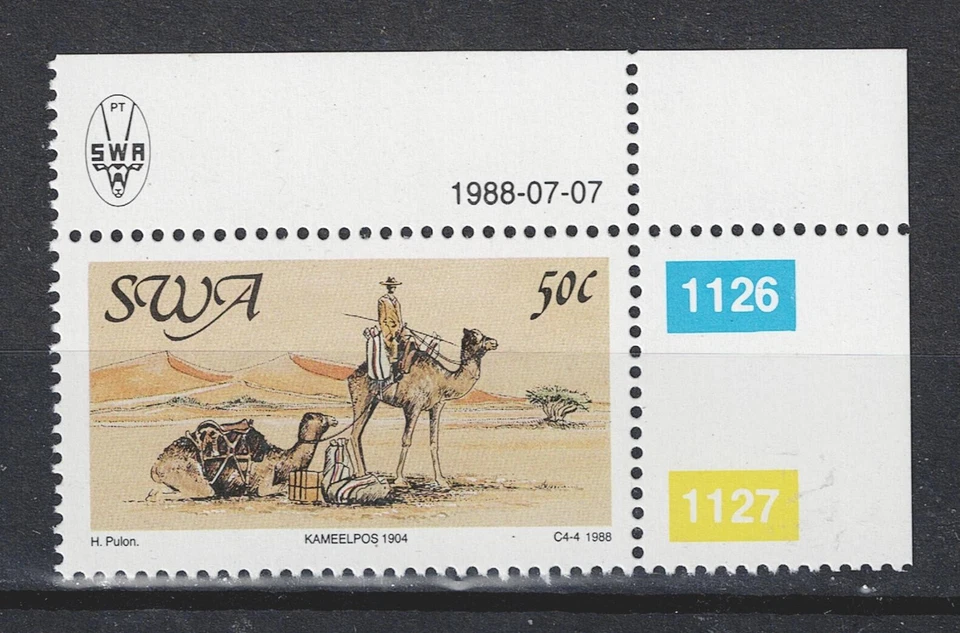 Suroeste África Animales de granja Camellos postales en Kalahari sello 1988 MNH A-24 Foto 1 de 1