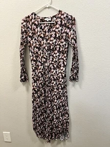 Vince Micro Painted Twist Drape Floral Midi Dress Multicolor Women’s Size 00 - Picture 1 of 9