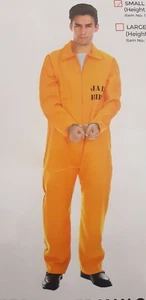 PRISONER COSTUME Halloween Jail Convict Adult Outfit Orange New - Picture 1 of 2