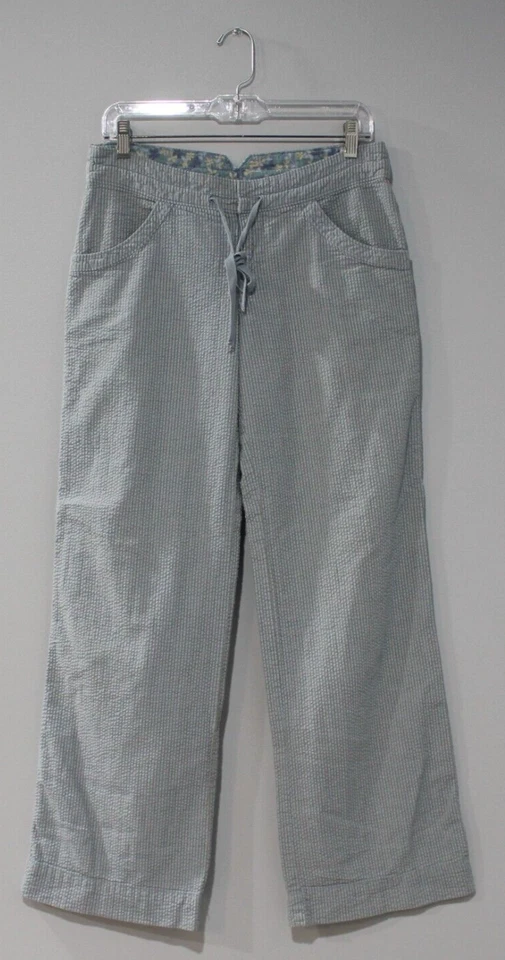 Calça LUX Urban Outfitters Feminina 7 Azul Cinza Listrada Bolsa de Papel Perna Larga Vintage - Imagem 1 de 4