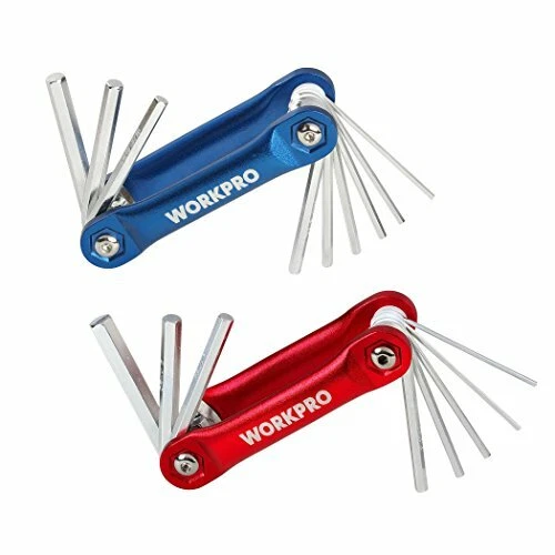 WORKPRO 17-piece Folding Hex Key Set SAE/Metric Aluminum Cover Blue and Red - Image 1 of 1