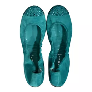 Casadei Flats Shoes Ballerinas Crystal Round Toe Drive Comfort Suede EU Size 40 - Picture 1 of 6