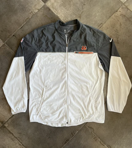 Cincinnati Bengals NFL On Field Nike Hybrid Full Zip Jacket White Gray Men’s L Cover