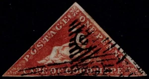 1853 Cape of Good Hope 1d Deep Brick Near 3m Blued Paper SG 1a FU Cat. £500.00 - Picture 1 of 1