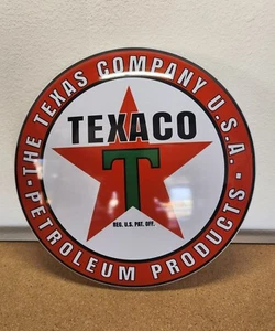 Texaco The Texas Company Petroleum Products 15.75" Dome Tin Metal Sign - Picture 1 of 3