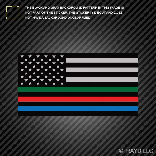 Pegatina delgada línea azul bandera de EE. UU. con pegatina a rayas rojas azules verdes bandera americana Foto 1 de 1