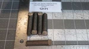 7/16-14x1-1-3/4" Square Head Set Screw Cup Point Black Oxide Finish Lot of 5 - Picture 1 of 4