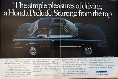1981 Honda Prelude Thrill to Drive Moonroof 5-Speed Car Original Color Print Ad - Image 1 of 2