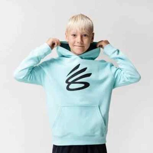 Under Armour Boys Turquoise Curry Splash Fleece Hoodie Loose Fit Size YXS NWT - Picture 1 of 7
