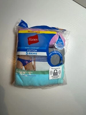 Hanes Womens Cool Comfort Cotton Bikinis, 5-Pack, Assorted Size 6/M - Image 1 of 4