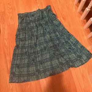 Vtg. Mermaidcore crinkle Tiered Cottegecore L? Maxi Coconut Girl Skirt Y2k 00 - Picture 1 of 7