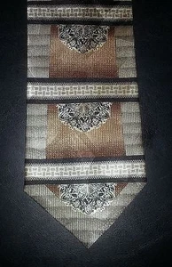 Savvy Tie Stripe Flower Pillar Design Brown White Tan Gray NIB t1056 - Bild 1 von 4