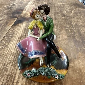 Ceramic Lucien Neuquelman - France - Loving Couple On Bench ceramic figurine - Picture 1 of 6