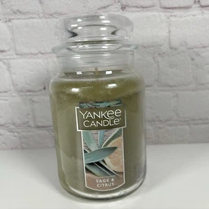 Jarro de vidrio grande con tapa Yankee Candle Sage and Citrus 22 oz nuevo - Imagen 1 de 6
