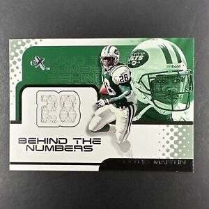2001 Fleer E-X Curtis Martin Jets Behind the Numbers Game Used Jersey #d /772