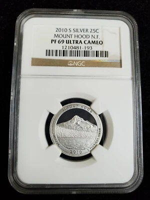 2010-S Silver Proof Mount Hood N.F. Quarter NGC PF69 Ultra Cameo- Brown Label  - Image 1 of 2