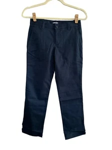 LANDS END Girls 12 Navy Blue Uniform Plain Stain Resistant Pants Ins 26" #2690 - Picture 1 of 12
