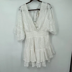 River Island Dress Medium Maternity Womens White Sequins Sparkle V Neck Tassels - Picture 1 of 18