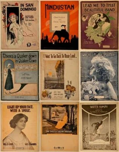 Konvolut 9 große alte Noten 1910er Jahre, inkl Art Deco - Bild 1 von 2