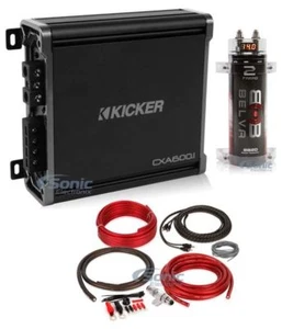 Kicker 43CXA6001 1200W Car Audio Power Amplifier + 2 Farad Capacitor + Amp Kit - Picture 1 of 11