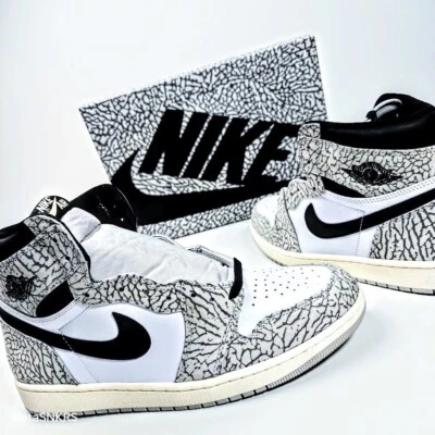 Air Jordan 1 Hi OG US 13 Men's White/Cement/Black/Grey Nike Retro DZ5485-052 New - Image 1 of 4