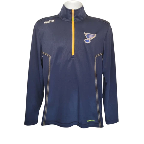 St Louis Blues pullover Reebok Center Ice Collection PlayDry 3/4 Zip Small Cover