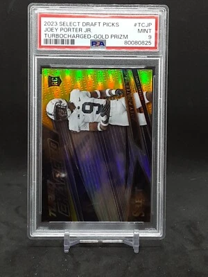 JOEY PORTER JR '23 SELECT DRAFT TURBO CHARGED GOLD PRIZM RC PSA MT 9 STEELERS QQ - Image 1 of 2