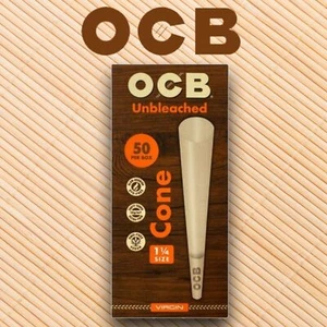 OCB Virgin 1 1/4 Cones Unbleached Pre-Rolled Cones 84mm (50 Count Cone Tower) - Picture 1 of 5