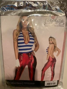 New Forplay Sea Seductress Sexy Sailor Costume Adult Size S/M Catsuit Hat Gloves - Picture 1 of 4