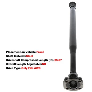 Driveshaft Propeller For Mercedes-Benz C300 W204 2008-2014 AWD Front 656.5mm - Picture 1 of 23