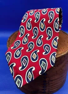 Liberty of London Mens Necktie Tie Burgundy Red Blue Paisley Silk 58” X 4” - Picture 1 of 6