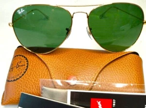 RAY BAN AVIATOR LARGE METAL II SUNGLASSES GOLD / G-15 GREEN – 62/14 140 - Picture 1 of 11