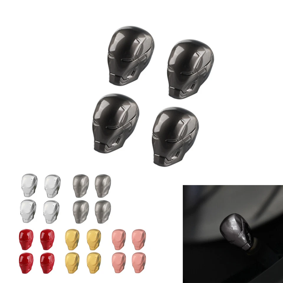 Iron Man Car Tyre Tire Wheel Rims Stem Air Valve Screws Cap Dust Cover Universal Foto 1 de 4