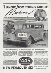 PLYMOUTH CHRYSLER CORP 1933 DE LUXE V-6 BERLINA 4 PORTE $445 ANNUNCIO INTERVISTA INGEGNERE - Foto 1 di 1