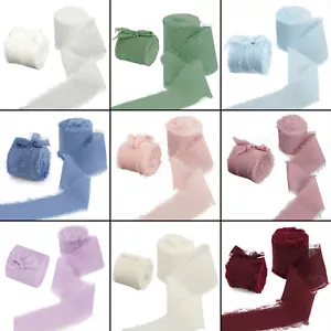 5yds Chiffon Ribbon Raw Frayed Edge Chiffon Silk Fringe Ribbon DIY Packages Prop - Picture 1 of 20