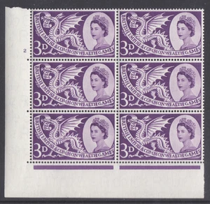 1958 3D Commonwealth Games Cylinder 2 No Dot Block U/M - Bild 1 von 1