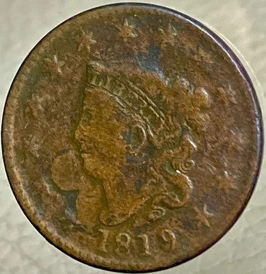 1819 Large Cent United States Matron Head Obverse      Mintage:   2,671,000 - Image 1 of 4