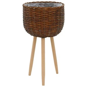 Wicker Planter with PE Lining Outdoor Indoor Decorative Pot Garden Decor - Picture 1 of 3