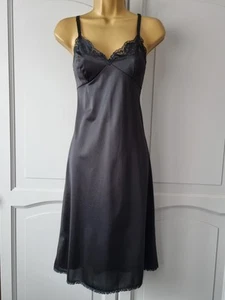 LADIES VTG CHARNOS BLACK SILKY NYLON FULL SLIP SIZE 12 - Picture 1 of 11
