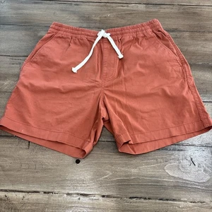 J Crew Dock Shorts Men's MCoral Red 6" Drawstring Chino Elastic Waist Pull-On - Picture 1 of 9