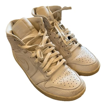 Nike Air Jordan 1 Retro Mid Triple White Men’s Size 9 Sneakers 554724-130 Wear - Image 1 of 4