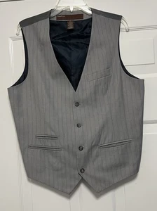 Men’s PERRY ELLIS Gray & Blue Pinstripe Suit Vest Size Large - Picture 1 of 11