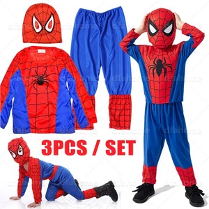 SpiderMan Cosplay Costume Kids Tobey Maguire Outfit Jumpsuit Fancy Dress Suit - Picture 1 of 33