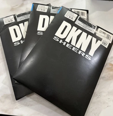 TRES pares de medias pantimedias DKNYLight negras opacas 142 altas/grandes NUEVAS Foto 1 de 4