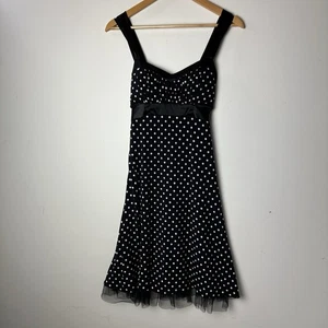 Vtg My Michelle Dress Babydoll Black Polka Dot Y2k 90s Retro Pinup Cocktail M - Picture 1 of 18