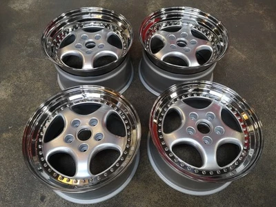  fits Porsche set of 4 new 3-piece modular 18" x 11 + 9 RH P wheel speedline style - Image 1 of 4