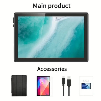 10.1 Inch Android  Tablet 64GB Storage, 4GB+4GB Expanded for RAM, FHD WiFi 5+8MP - Image 1 of 4