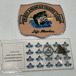Parche de miembro de la vida del club de pesca de América del Norte 5x6 y llavero de colección NOS - Imagen 1 de 6