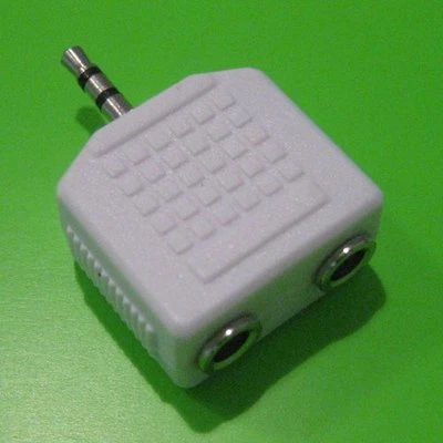 2.5 mm male To 2 3.5mm female Stereo Headphone Splitter Y Adapter New.white. - Image 1 of 3