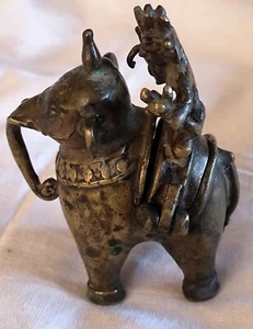 kleiner Elefant zum Öffnen mit Reiter Retro Gefäß 'Versteck' Vintage asiatisch - Bild 1 von 19